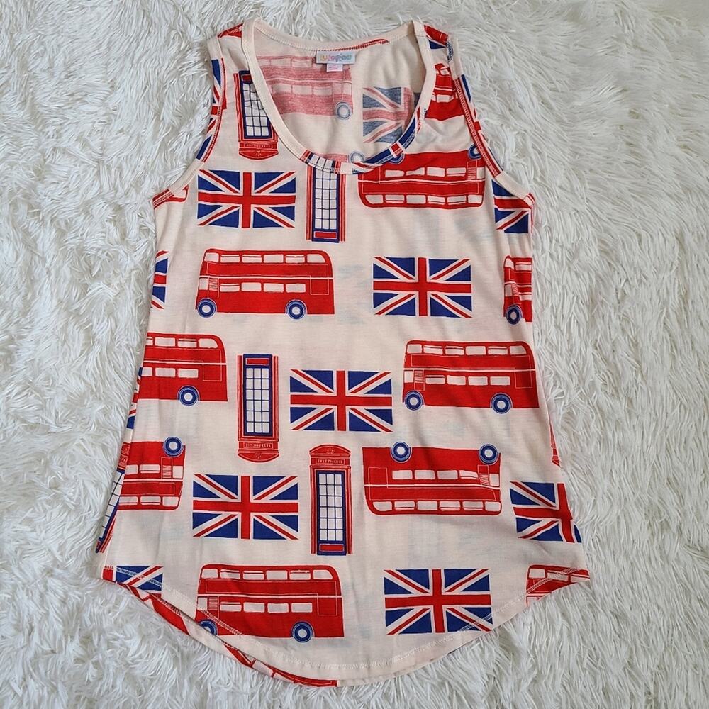LuLaRoe London British Flag Scoop Neck Tank Top SZ S